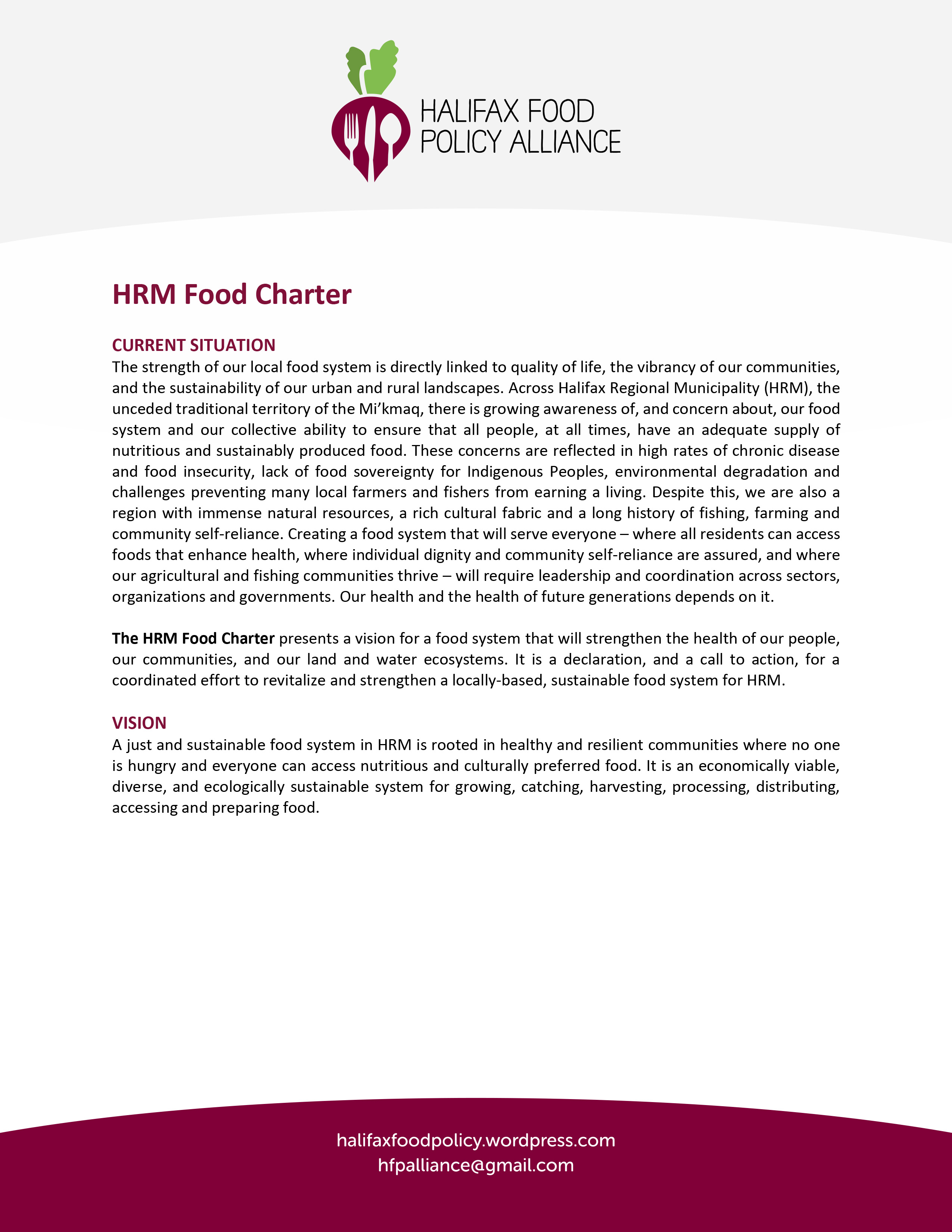 Halifax Food Charter JustFOOD